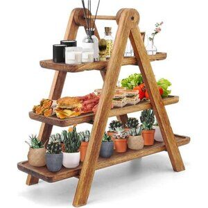 Tiered Serving Tray Wood 3-Tier Stand for Entertaining
